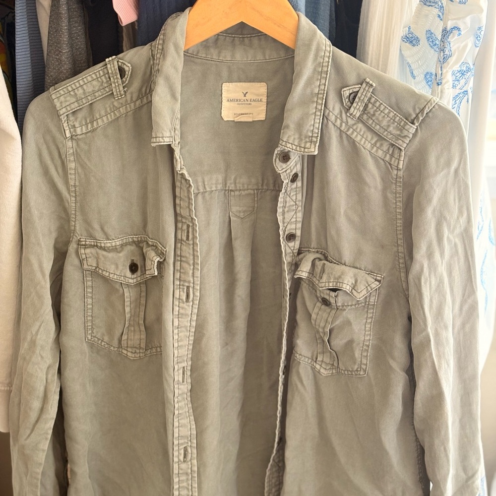 American Eagle Outfitters Utility Jacket in Olive Green
